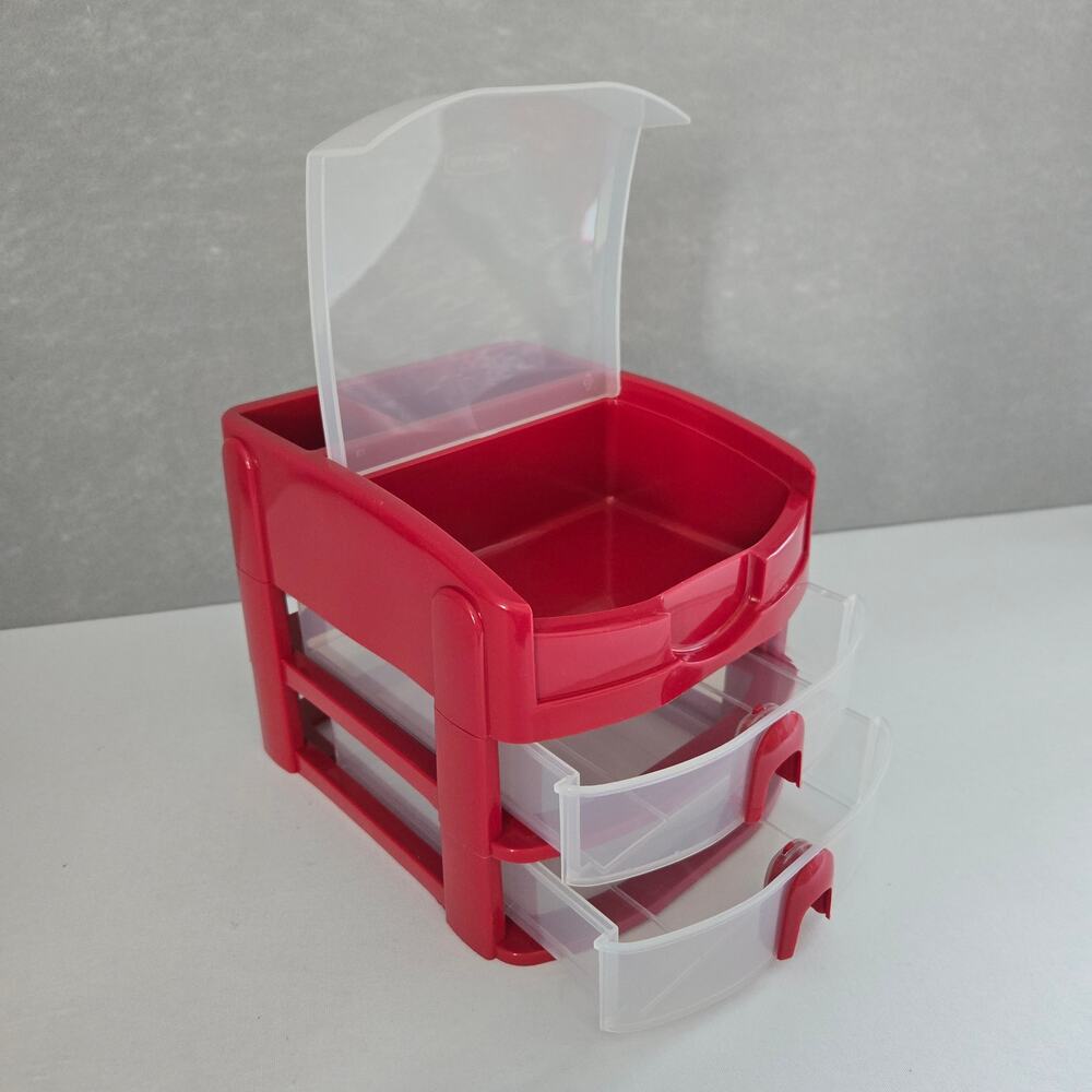 Compact Desk Top Organizer with 2 Drawers & Flip Top Storage by Rubbermaid